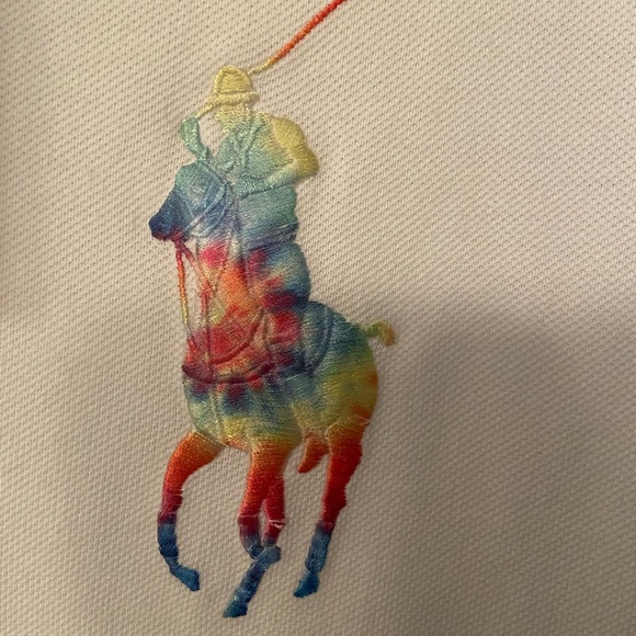 Polo by Ralph Lauren Rainbow Embroidered Logo White Custom Slim Fit XXL shirt - Picture 7 of 9